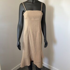 VTG Le Château Faux Suede Ruffle Hem Slip Dress – Size L – Made in Canada